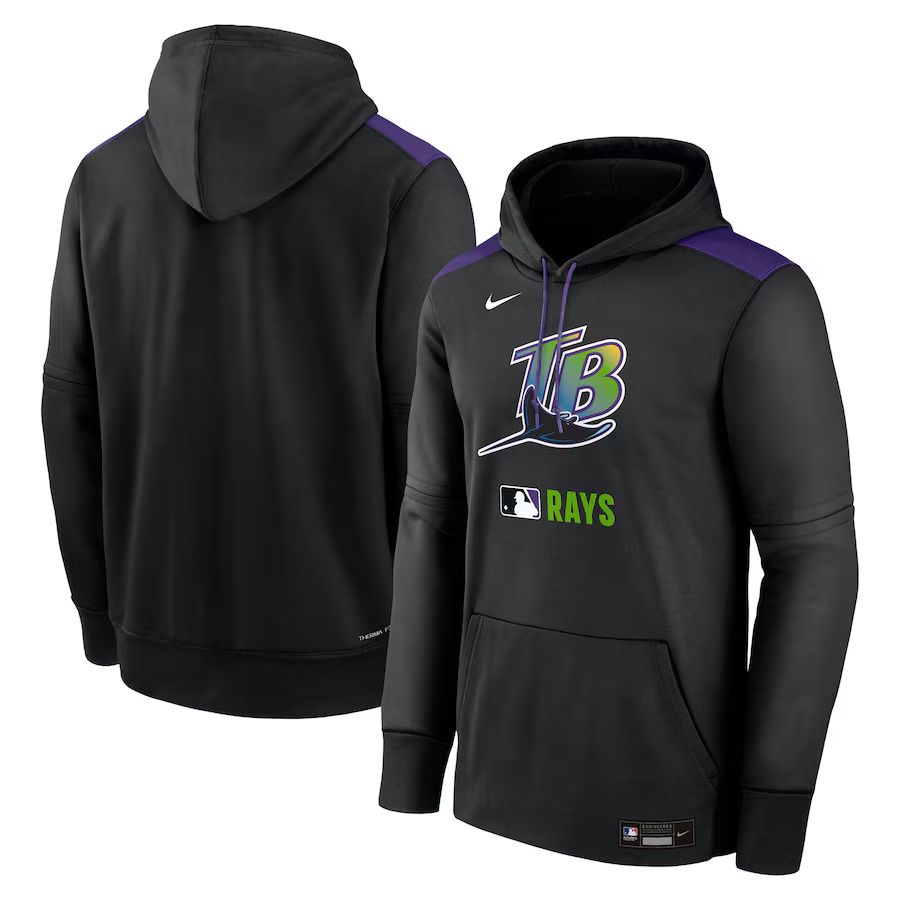 Men 2025 MLB Tampa Bay Rays Black Nike hoodie style 1